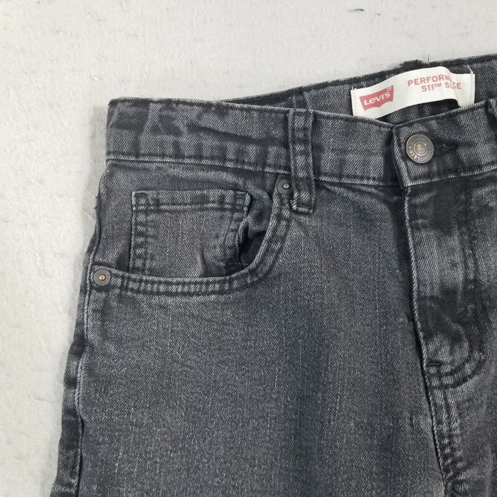 Levi's 511 jeans youth size 16 28 x 30 skinny straight black stretch denim pants